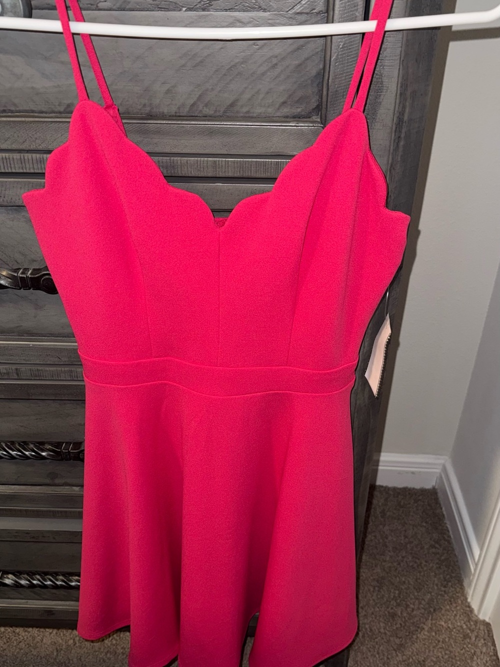 B Darlin Hot Pink Scalloped Neck Mini Dress